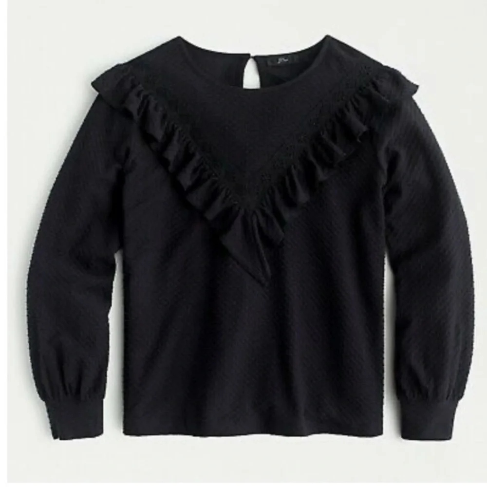 J.Crew ruffle trim honey comb knit top EUC